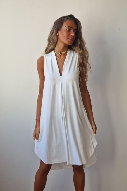 Vestido liso oversize de...