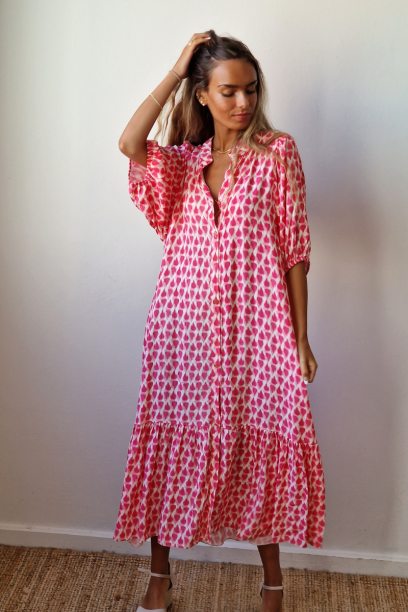 Vestido largo abotonado con...