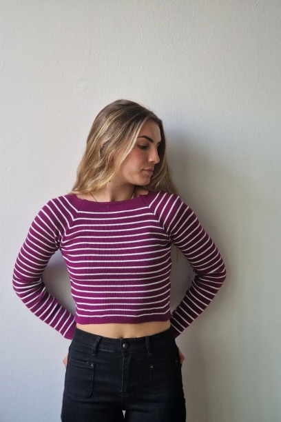 Jersey crop de rayas color...