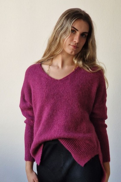 Jersey oversize liso cuello...