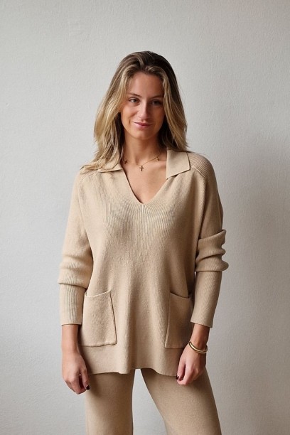 Jersey cuello camisero con...