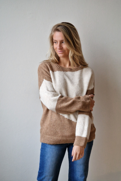 Jersey punto bicolor camel...