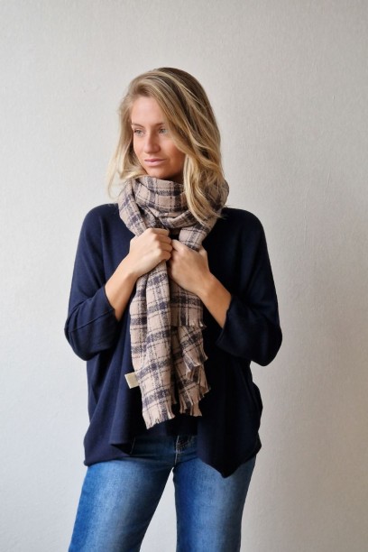 Bufanda de cashmere cuadros...