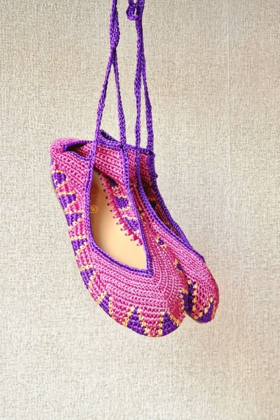 Bailarinas crochet rosa con...