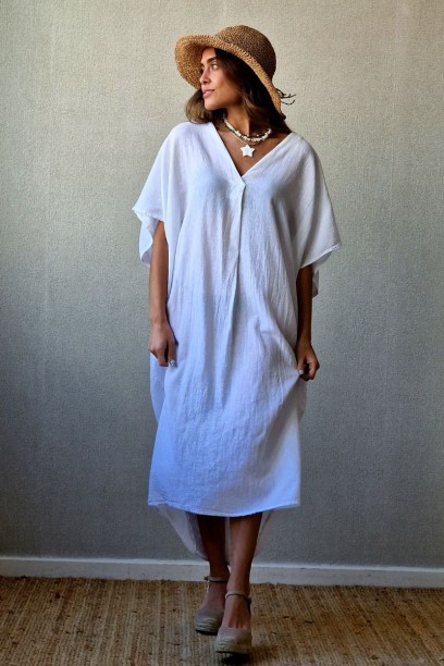 Vestido kaftan tipo lino...
