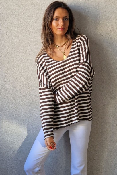 Jersey de rayas fino blanco...