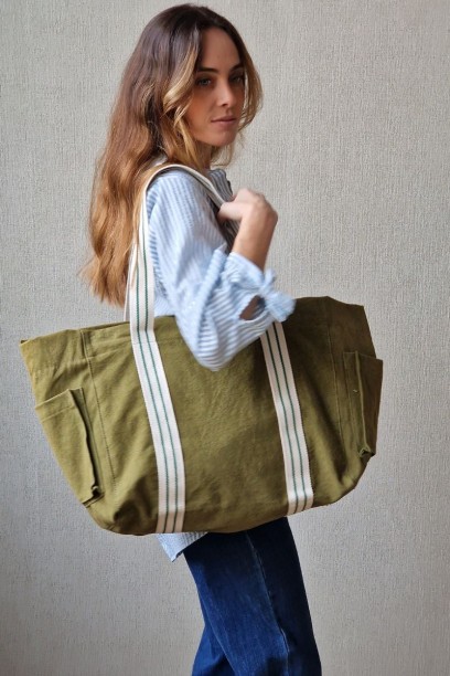 Bolso loneta verde militar...