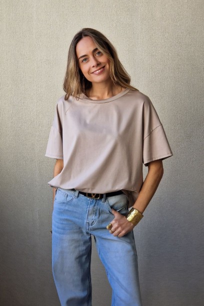 Camiseta cuello redondo topo
