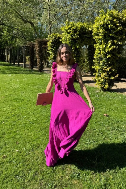 Vestido largo con pico y...