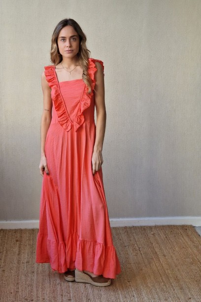 Vestido largo con pico y...