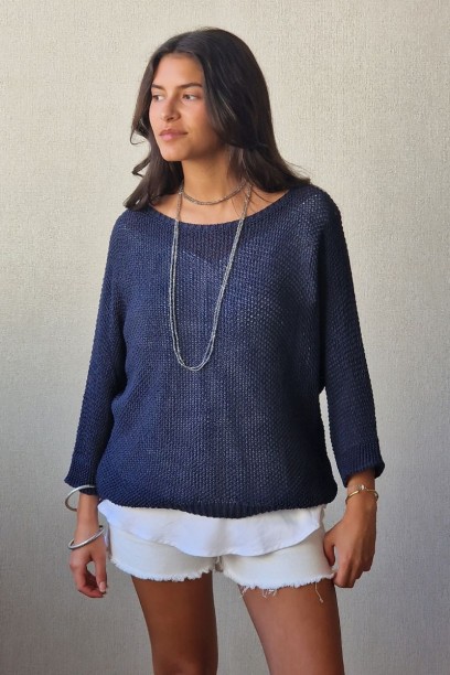 Jersey calado azul marino