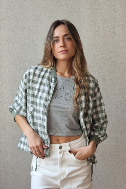 Chaqueta tipo bomber vichy...
