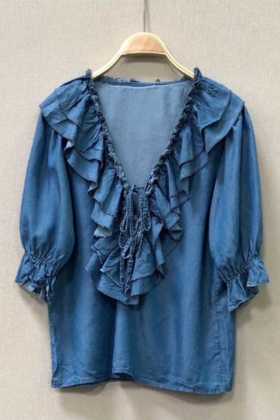Blusa volantes denim