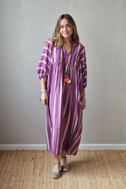 Vestido largo ikat lila