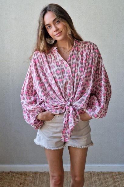 Blusa de leopardo flúor gris