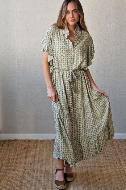Vestido camisero estampado...
