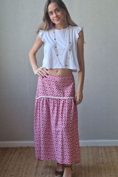 Falda larga con estampado...